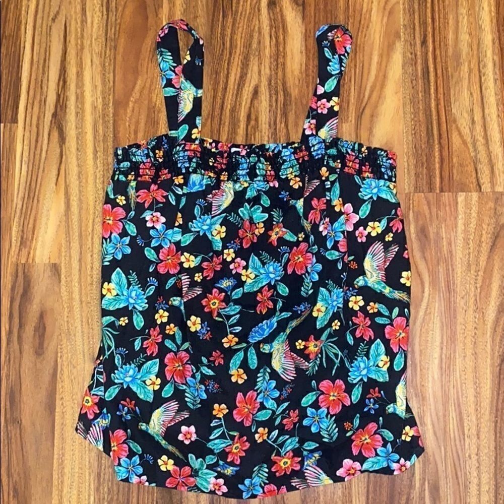 Old Navy Linen Floral Tropical Tank Womens Size Small